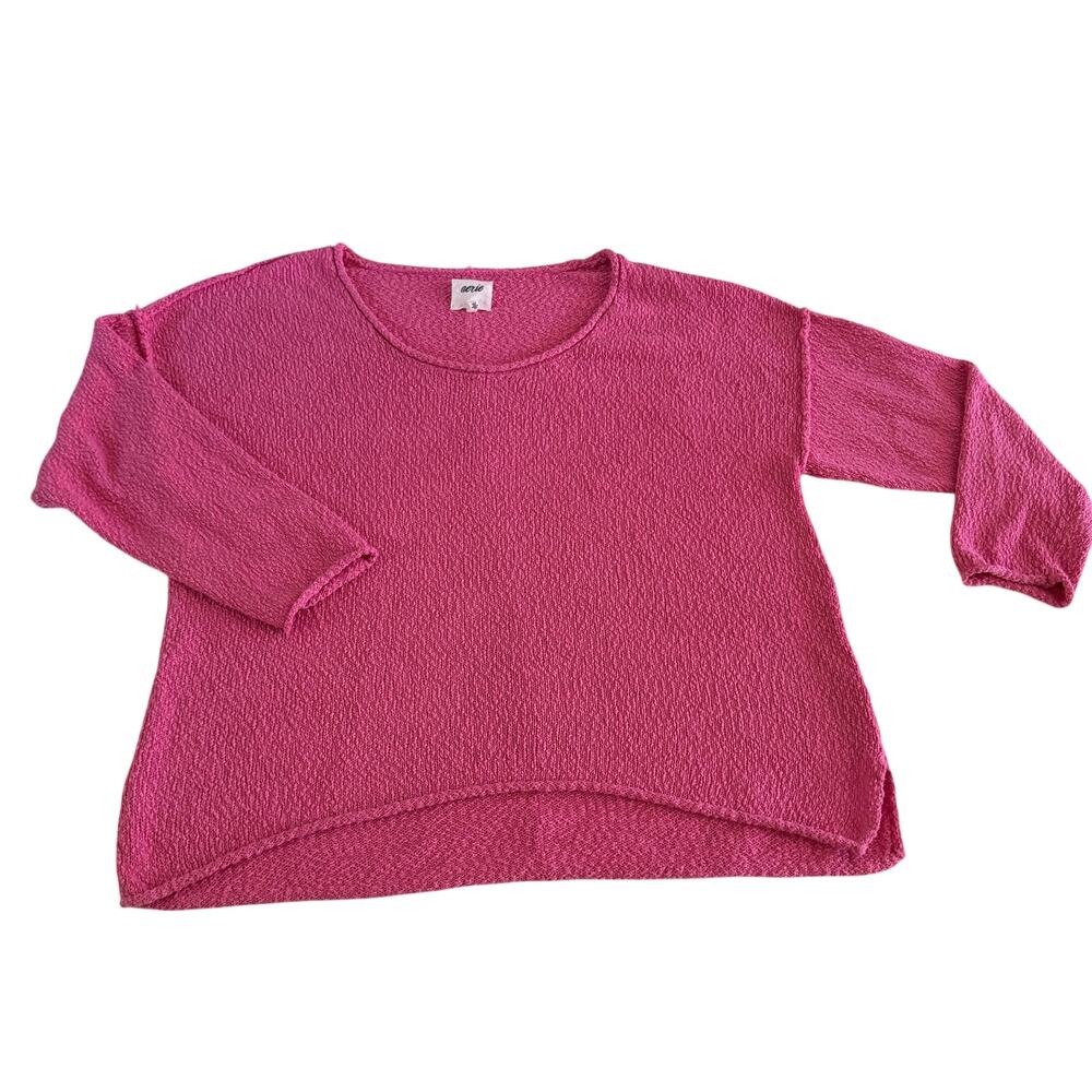 Aerie Textured Pink Pullover Knit Sweater XL Lounge Soft